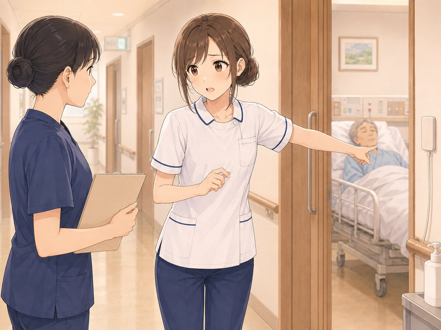 患者の安全に関わることを先輩へすぐ相談する新人看護師