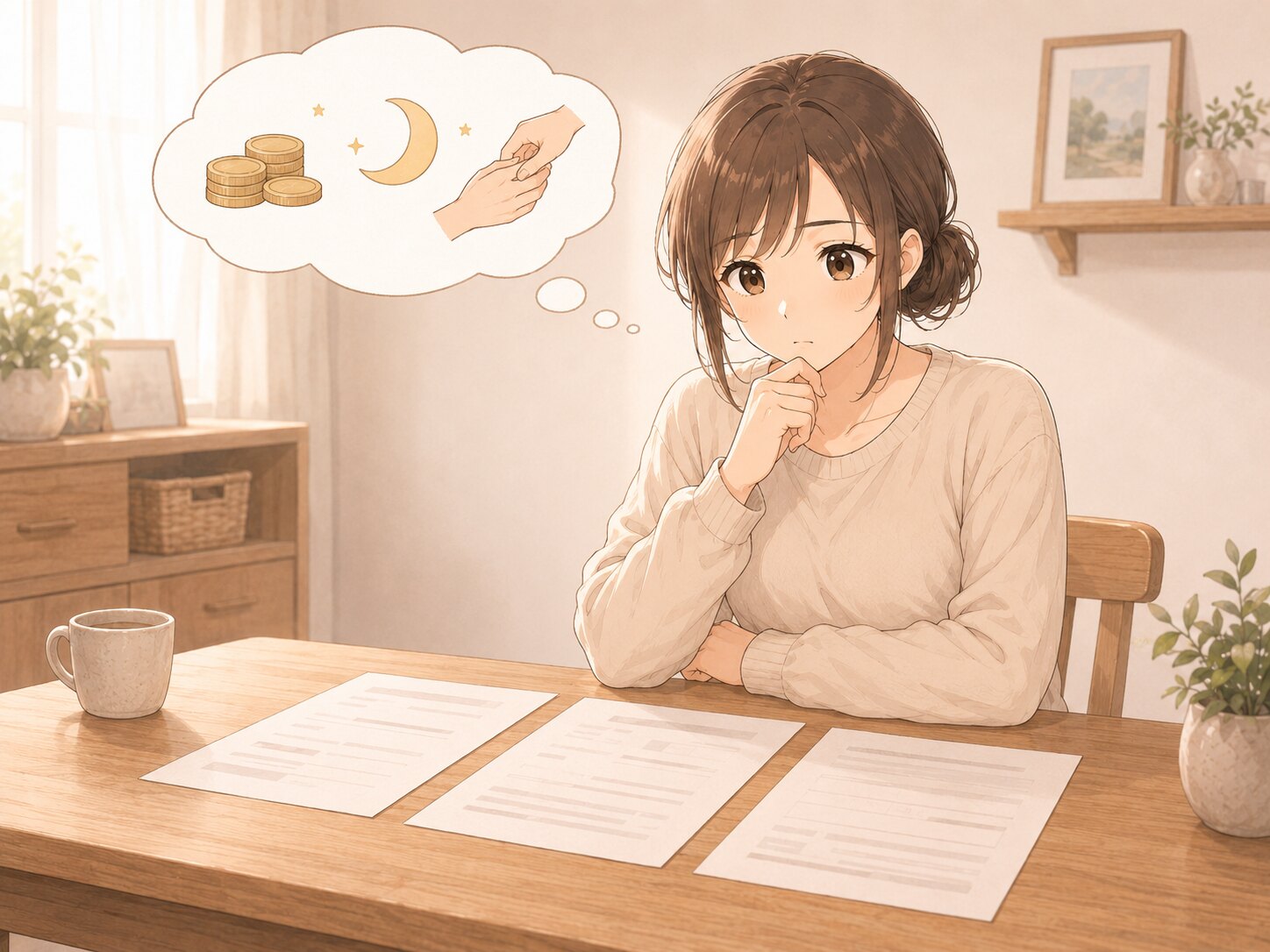 複数の求人情報を自分の希望条件と照らして比較する若手看護師