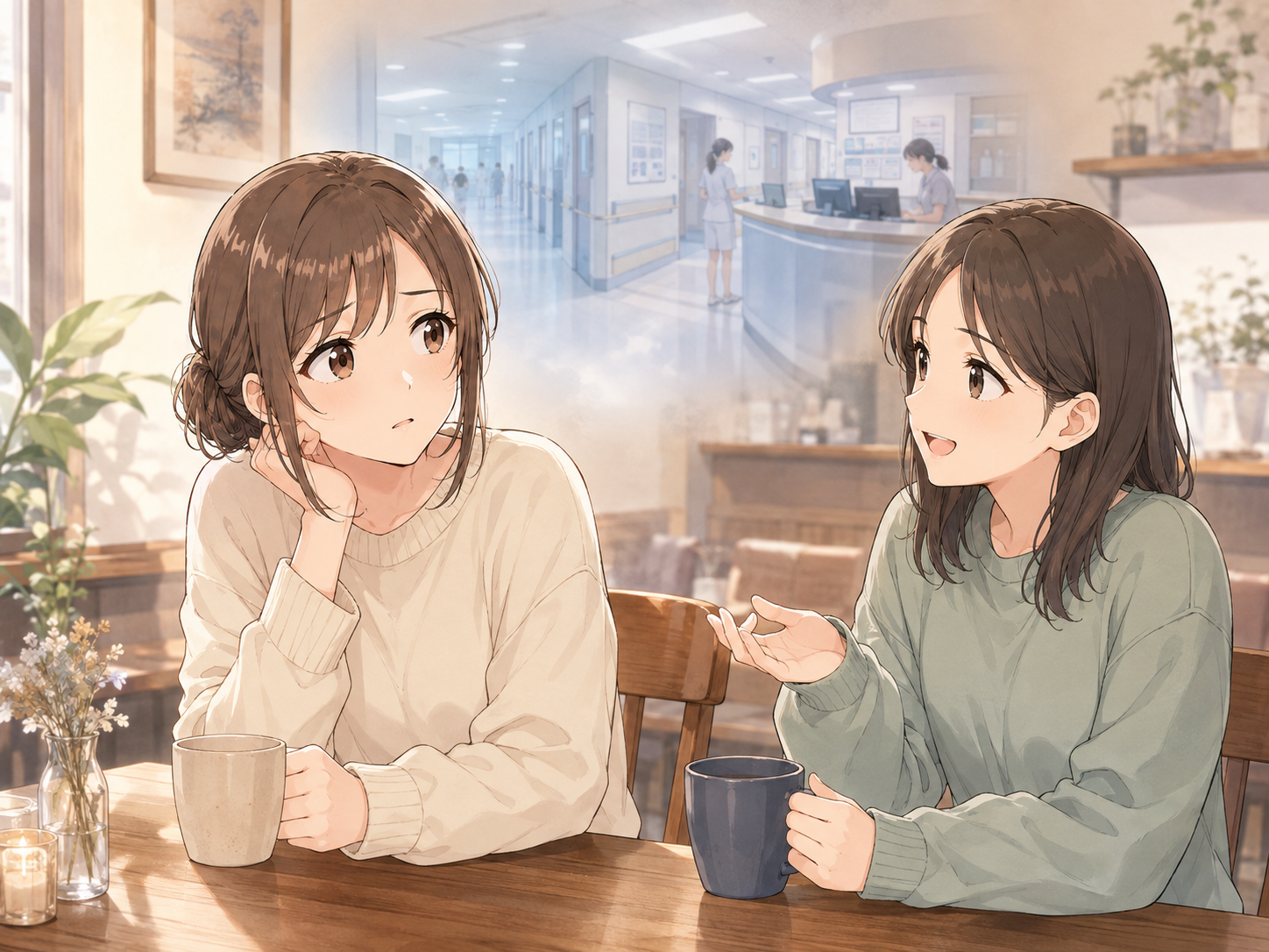 休日に女性の友人と過ごしていても病棟のことが頭から離れない新人看護師
