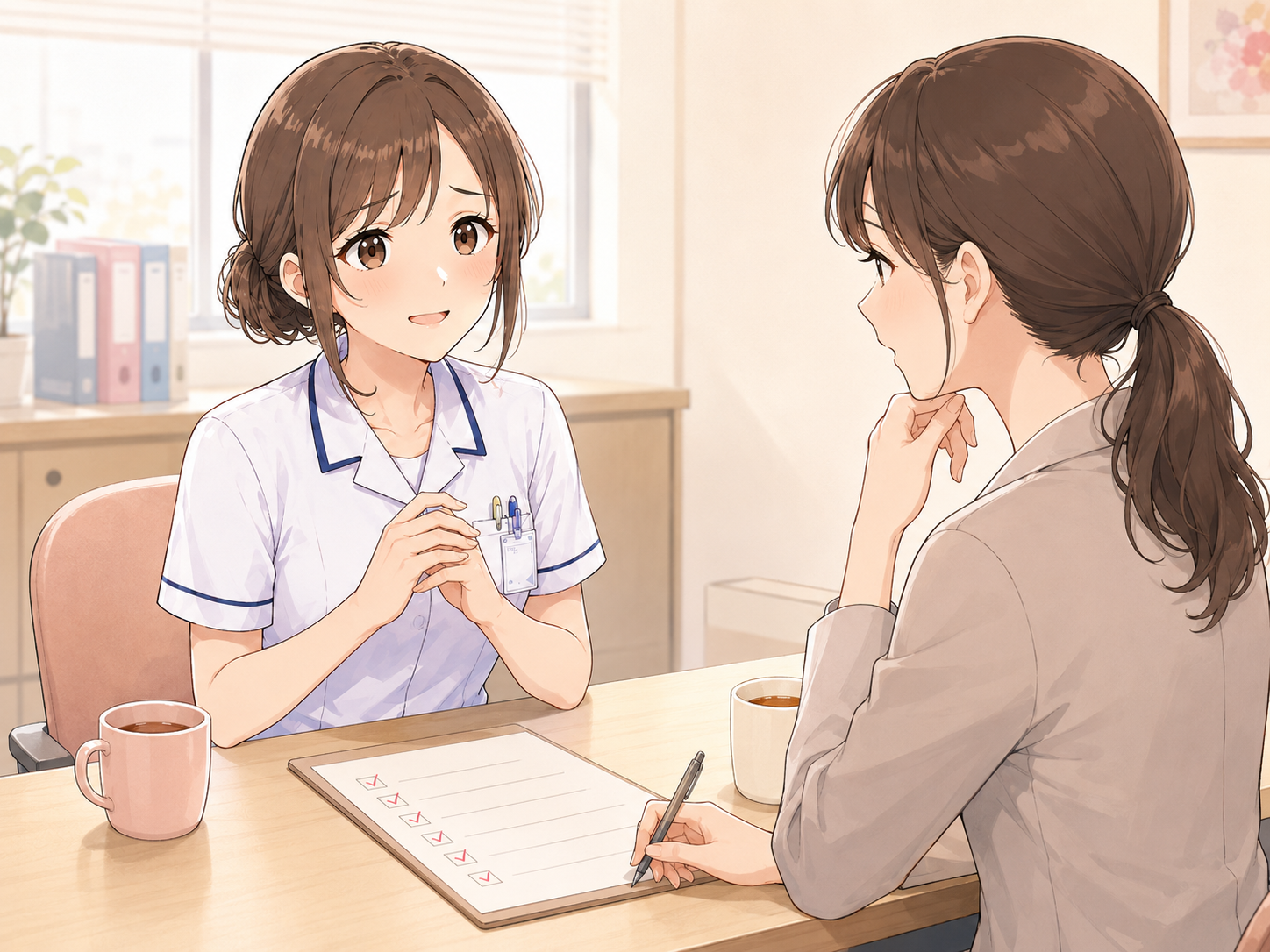 女性の産業保健スタッフに心身の不調を相談する新人看護師