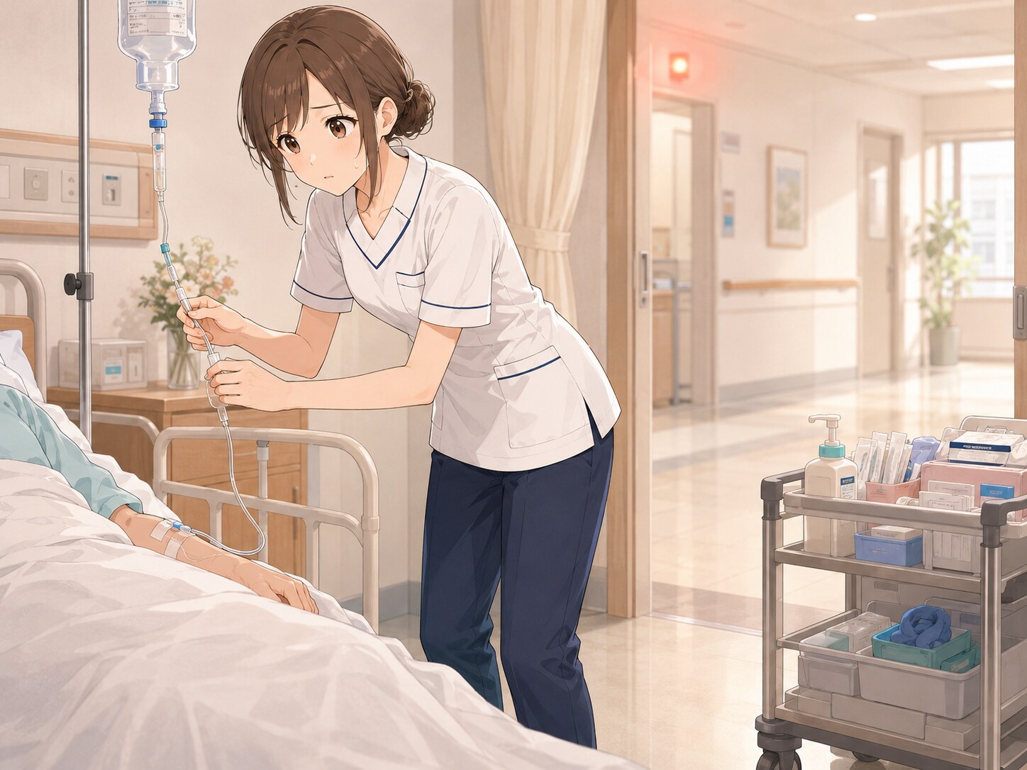 毎日の勤務で疲れ切っている看護師のイメージ