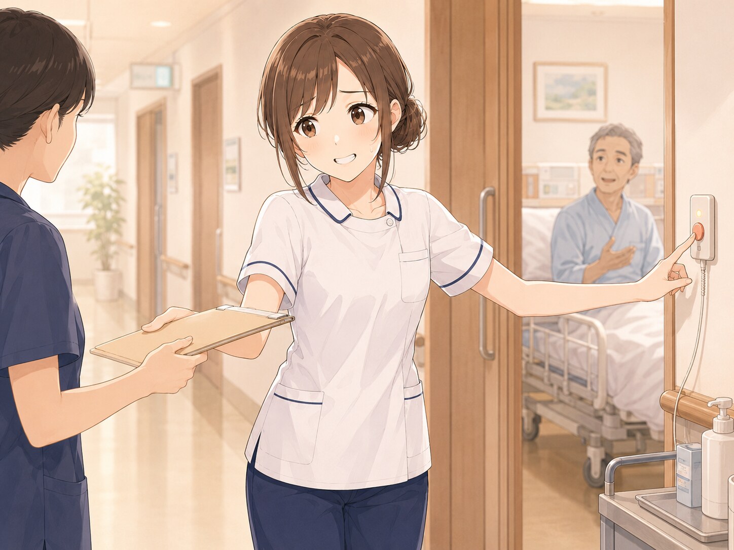 ミスへの恐怖から自信を失う看護師のイメージ