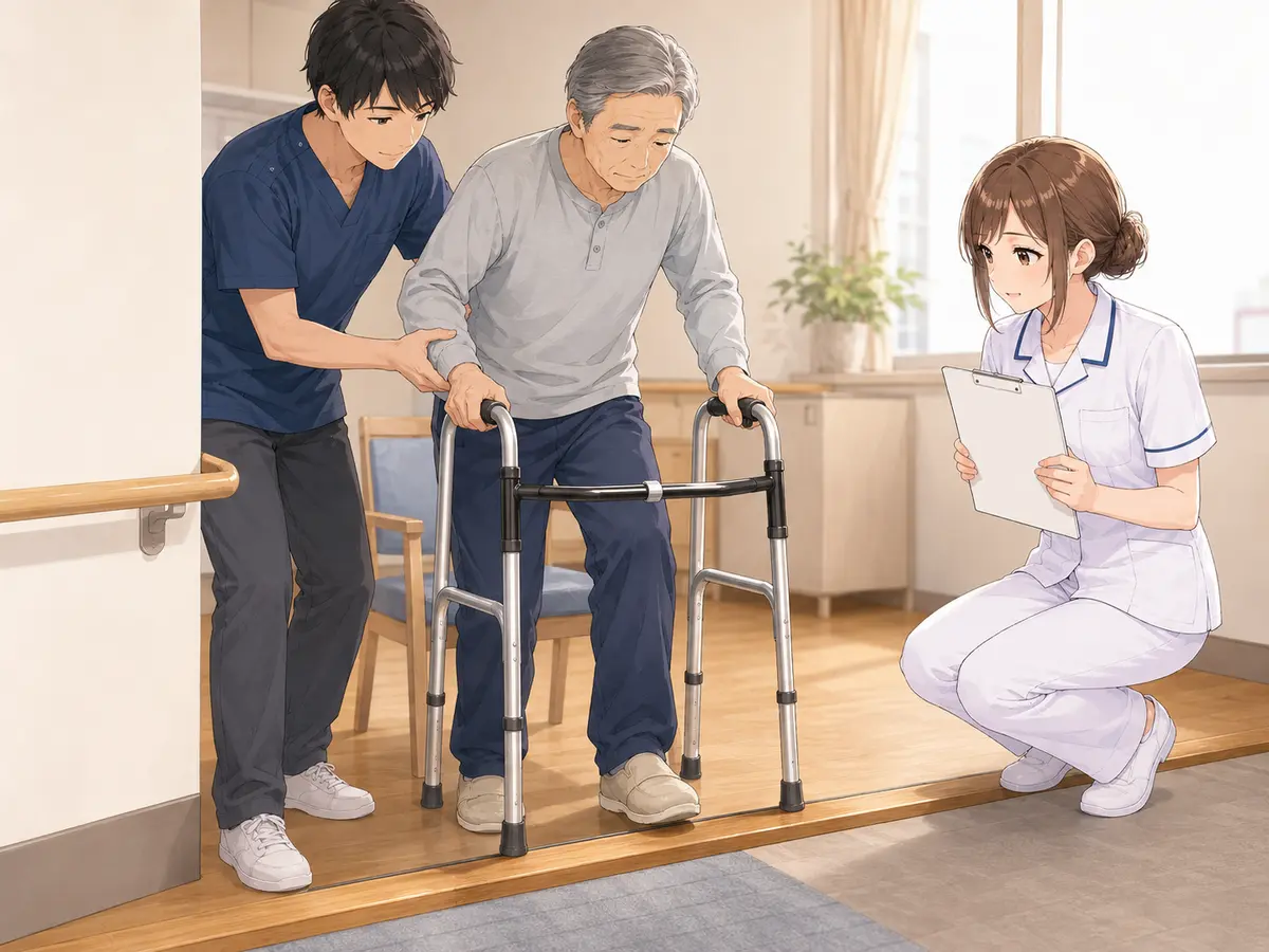 患者の生活動作を観察して退院後の暮らしを考える新人看護師